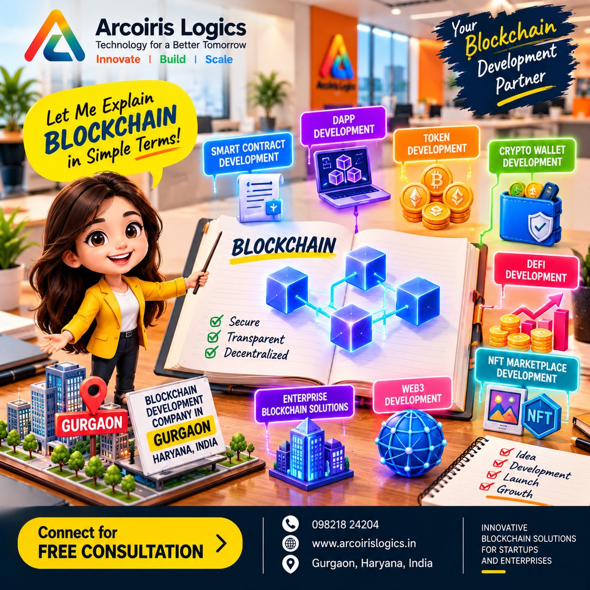 ALogics_1303's tweet photo. Have a blockchain project idea? Connect with Arcoiris Logics for a Free Consultation.

Phone: 098218 24204
Website: https://t.co/BLkHIAba7K
Location: Gurgaon, Haryana, India
Arcoiris Logics | Innovate | Build | Scale
#BlockchainDevelopment https://t.co/z8VY1vQL9R