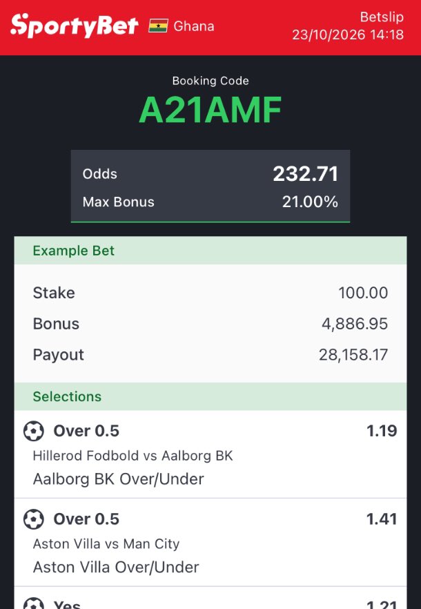 MoneyMachineGh's tweet photo. Weekend 200 odds💰🙇‍♂️

A21AMF https://t.co/JWxGIcpUMY