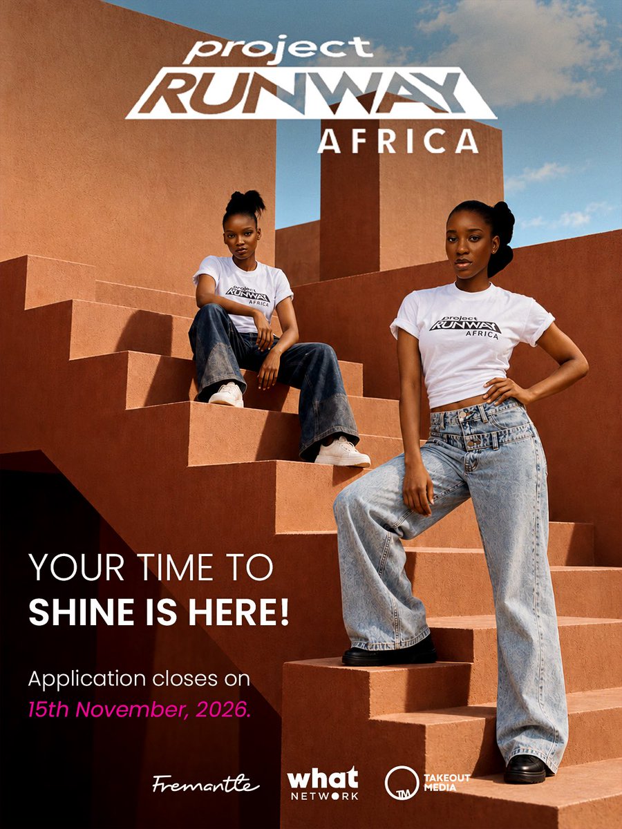 ProjectRunwayAF's tweet photo. African designers: applications for Project Runway Africa close on 15 November 2026. If you’ve been thinking about applying, this is your reminder to take that step.

Show us your talent, bring your vision to the runway, and give yourself a chance to compete.

Don’t let the deadline pass you by!

Apply now at https://t.co/vYRDCIlucg.