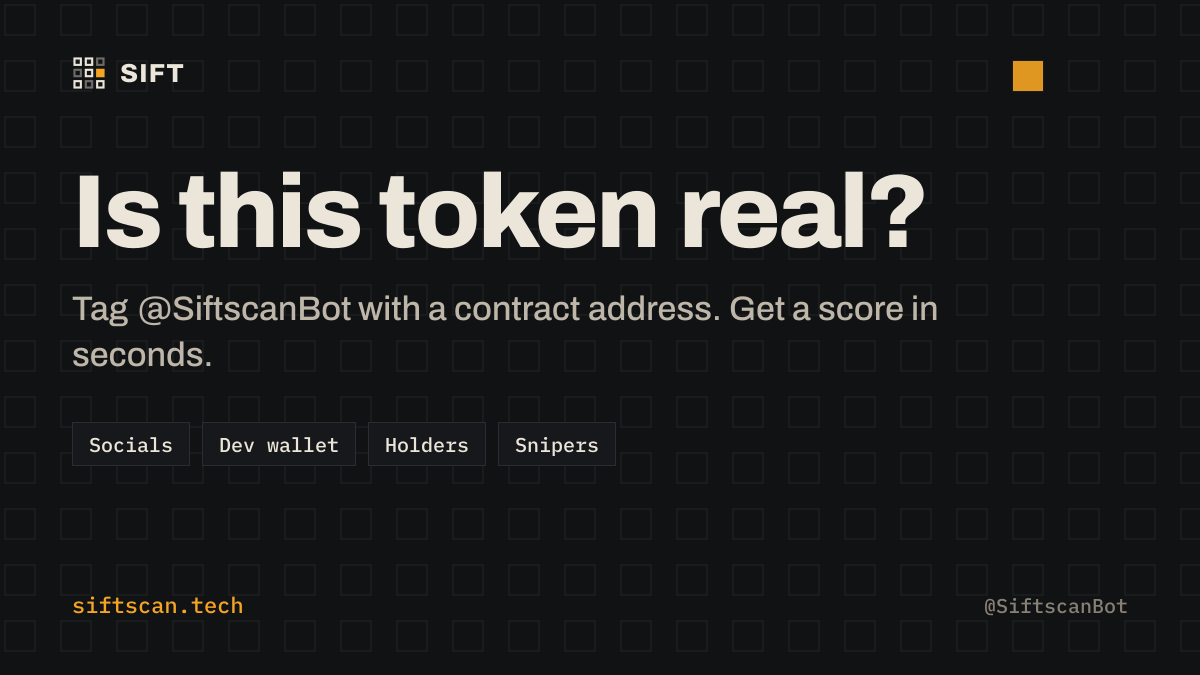 0xDevNath's tweet photo. "website links a different x account" is still the most common thing i see. check before you ape

@SiftscanBot 
https://t.co/wcQpynz0ij https://t.co/rL7b1xgOg8