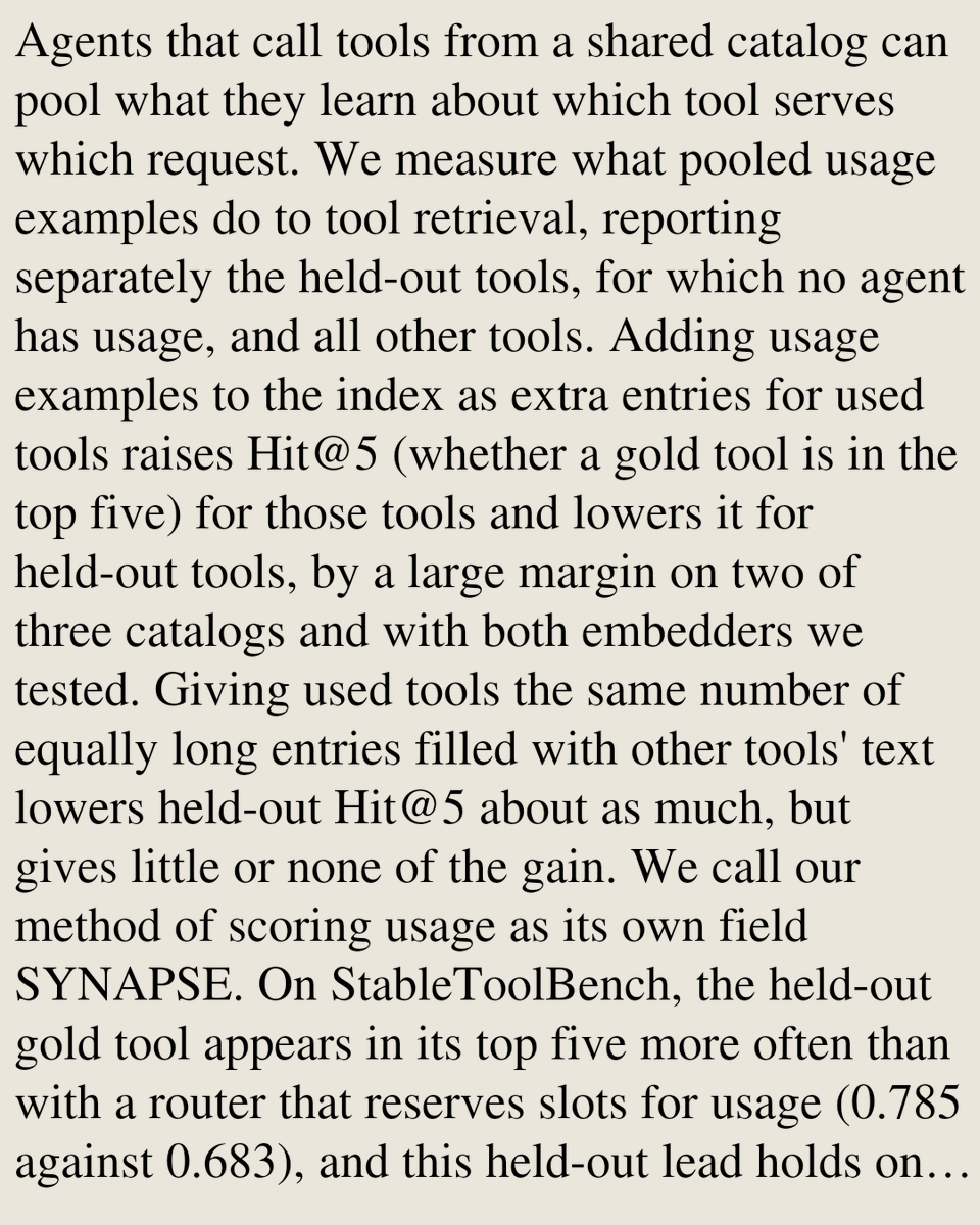 ComputerPapers's tweet photo. Separate Field Scoring Protects Unused Tools When Agents Pool Tool-Use Experience

Abhijit Chakraborty
https://t.co/w0LkD20IbW [𝚌𝚜.𝚂𝙴 𝚌𝚜.𝙰𝙸] https://t.co/nUHjmugea2