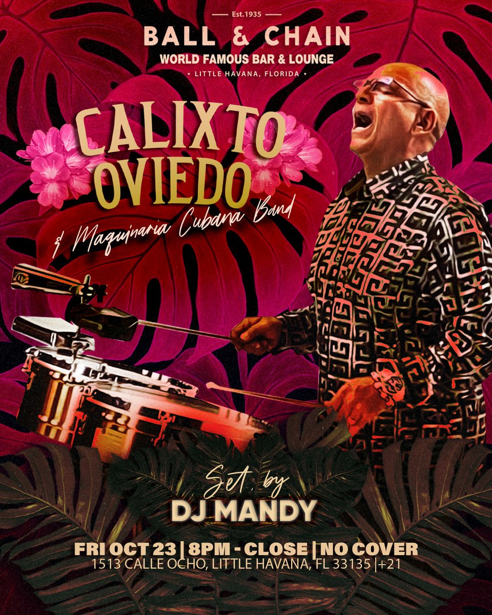 BallAndChainBar's tweet photo. Weekend loading...

FRI: #LiveMusic noon to 9 p.m., Pineapple #HappyHour 4 to 7, then @MiamiBoheme Night with DJ Ozz + #LiveMusic by Calixto Oviedo 

SAT: #LaPachanga ft. @DJDanisLaClave &amp; @lesliecartaya

SUN: #MatineCubana + #SalseroSunday

https://t.co/z7b3b6aDZZ 🍍💚 https://t.co/FGhvXPLK7J