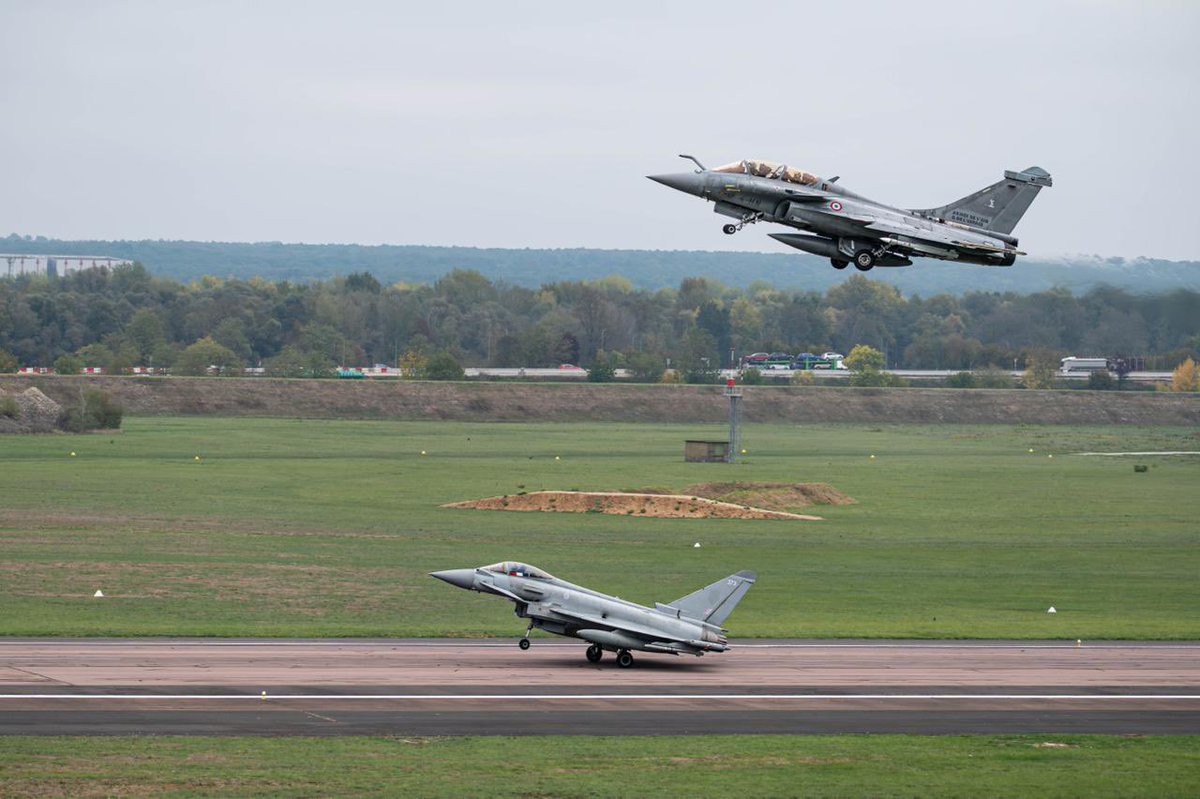 wesstreeting's tweet photo. This week RAF Typhoons have flown alongside French Rafale jets - the first time the UK has taken part in a French nuclear air exercise. It's a landmark step in UK-France defence co-operation, and a clear signal that we stand shoulder to shoulder with our allies on European security and credible deterrence.
