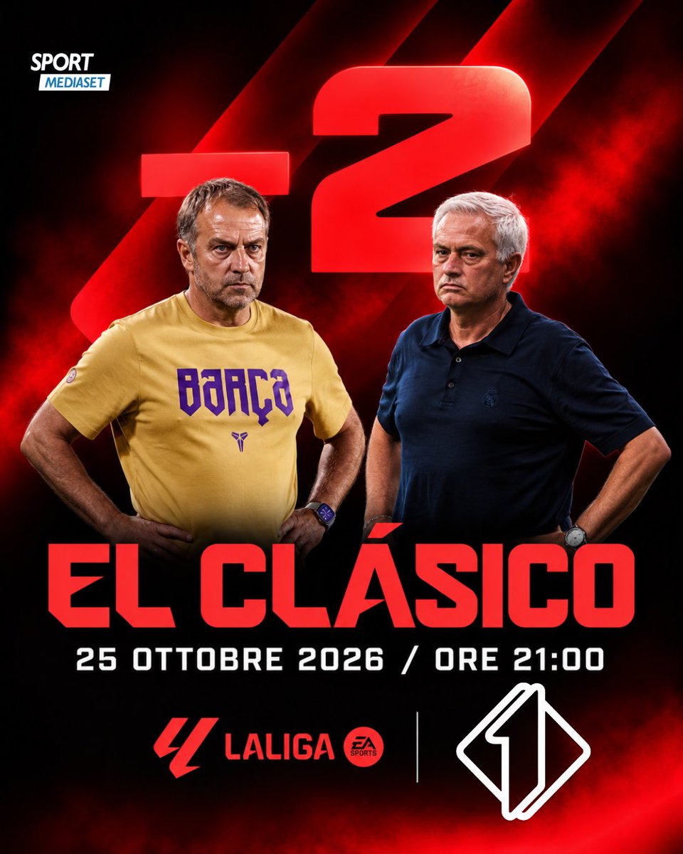 sportmediaset's tweet photo. 📺 Manca sempre meno a Barcellona-Real Madrid! Domenica alle 21 su Italia 1 lo spettacolo del Clasico
💻 Diretta anche in streaming su @mediasetinfinity e https://t.co/iXNQsFJVhk
🎙️ Telecronaca di @riccardotrevisani e commento tecnico di @borjavalero20
➖➖➖
#SportMediaset #mediaset #laliga #barcellona #realmadrid