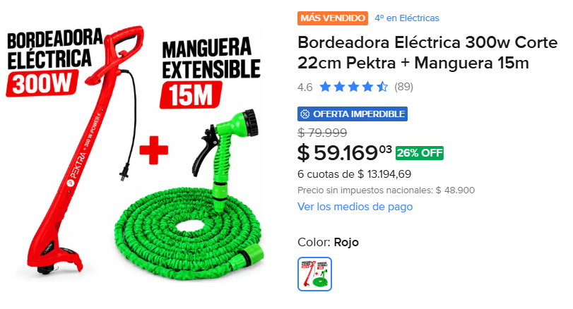 GangaradarAR's tweet photo. 🚨RADAR DETECTA🚨

🏡Si tenés patio y el pasto te está ganando la guerra, esta oferta es para vos.

BORDEADORA PEKTRA 300W + MANGUERA 15M

❌ANTES: $79.999
✅AHORA: $59.169
💰DESCUENTO: 26% OFF
🤏AHORRÁS: $20.830

😎 Link en hilo

📡 GangaRadar filtra las verdaderas bajas de precio para que no pagues de más. Seguime y te ahorro el trabajo de buscar