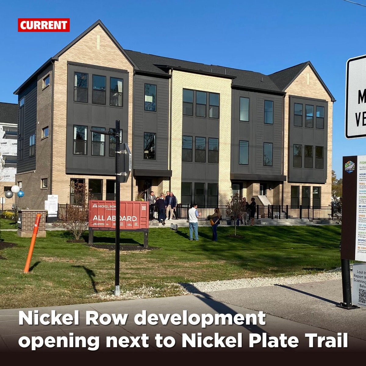 youarecurrent's tweet photo. Developers and Fishers city officials celebrated the ribbon-cutting for Nickel Row, a 35-unit townhome community along the Nickel Plate Trail. 

FULL STORY: https://t.co/WM0FklObz7 https://t.co/4HXTTOvee4