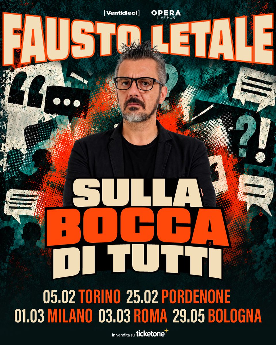 TicketOneIT's tweet photo. Niente filtri, zero censure, solo verità!
#FaustoLetale porta in scena uno sfogo teatrale. Preparati a ridere, riflettere e lasciarti guidare in uno show irriverente che non lascia indifferenti! 🔥 

🎫 Biglietti in vendita su
https://t.co/AzJ9OTdoi5 https://t.co/UsXZc5vGzD