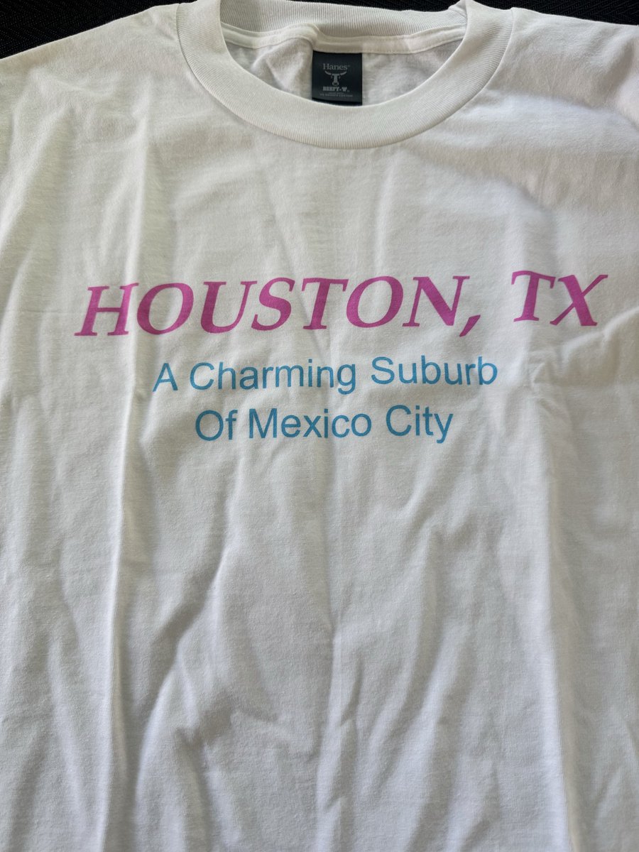 Treeves2's tweet photo. Wife is from DF and I've been hearing about how Houston is not a "Real City" for years. Finally proud to have a shirt that admits they were right https://t.co/mlXe2a5y7W