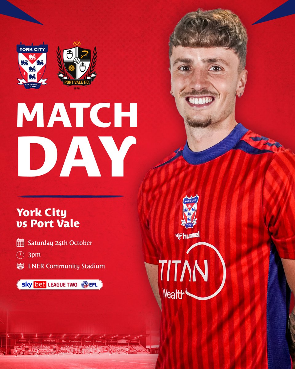 YorkCityFC's tweet photo. Welcoming the Vale.

#YCFC🔴🔵 https://t.co/gQVbUUQUVz