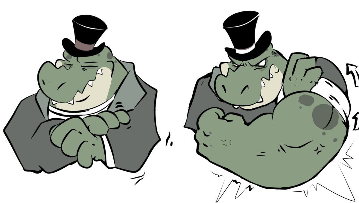 BowsarTheKoopa's tweet photo. Doodle from last month 🐊🎩 https://t.co/69ru9mAbRr
