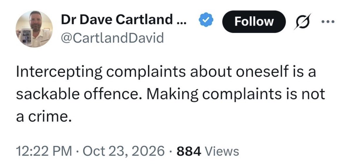 Drcharliefraud's tweet photo. Making complaints is not a crime, unless the complaints are about you, then it's a crime. 🙄

BTW, how sad do you have to be to start using online enquiry forms to maliciously complain about an employee because a company has blocked your email?
Exactly what Barbara has done🤡 https://t.co/fMtvsvNIpZ