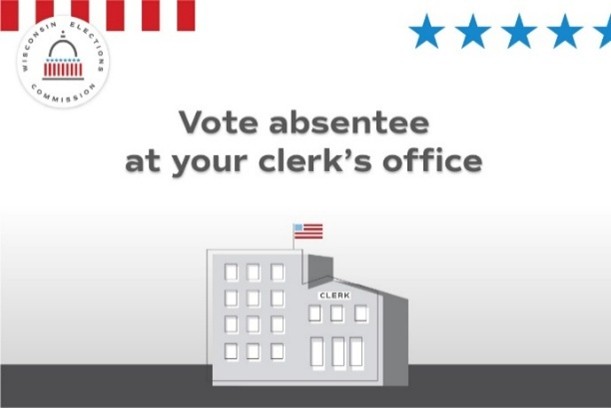 RepJessie's tweet photo. In-Person Absentee Voting is going on now in Wisconsin! Visit your city clerk’s website or https://t.co/lwtVG1YTuB for more information. https://t.co/aYYMfYn8K1