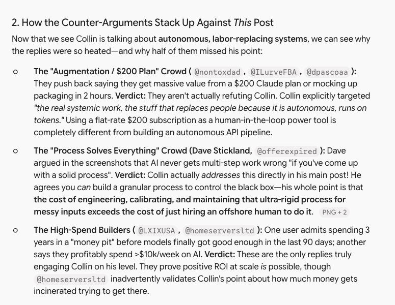 PPCKirk's tweet photo. @CJSlattery just thought you'd like to know that I've been plugging your social content on AI into AI (and all of the comments and replies of people arguing with you) to see what it thinks (it names you the "winner" with the caveat that you go too far 🏆 😁). Anyway, I learned stuff... https://t.co/SZ5aLlBXmO