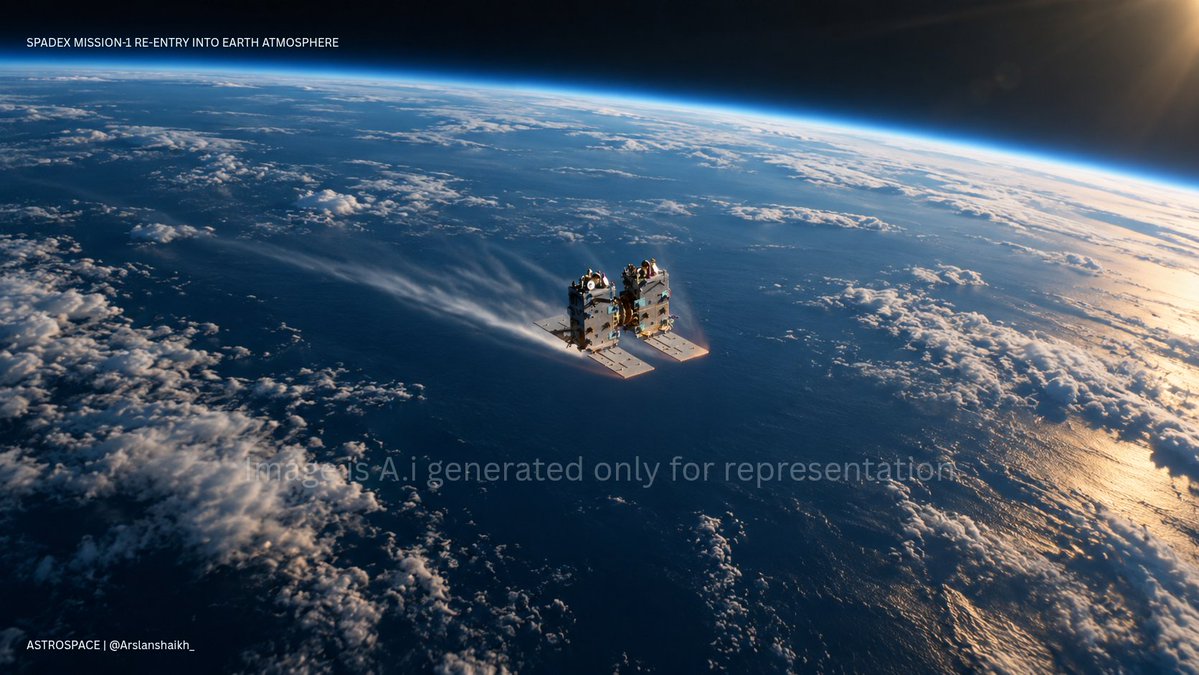 Arslanshaikh_'s tweet photo. ISRO’s SPADEX mission achieved historic autonomous docking, power transfer, undocking and payload operations. 

After completing its objectives, SPADEX-A and B re-entered Earth’s atmosphere on October 12, 2026, over the South Pacific and North Atlantic, respectively.

#ISRO https://t.co/MsDumSppt7