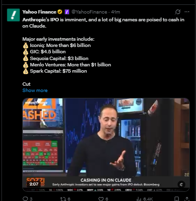 terrythedevv's tweet photo. People Don't realize how big this actually is.

Anthropic Has a 2 TRILLION Market Cap,

To put that in perspective, Anthropic will fully flip Both of Elons companies COMBINED in market cap.

Almost Flipping the Market Cap of ALL OF CRYPTO.

The "Memefather" was what elon went by but Dario is the Techfather.

search: https://t.co/WAJJnqf4xE

https://t.co/Vl1wsu2n2N

https://t.co/e5ojFhooDe