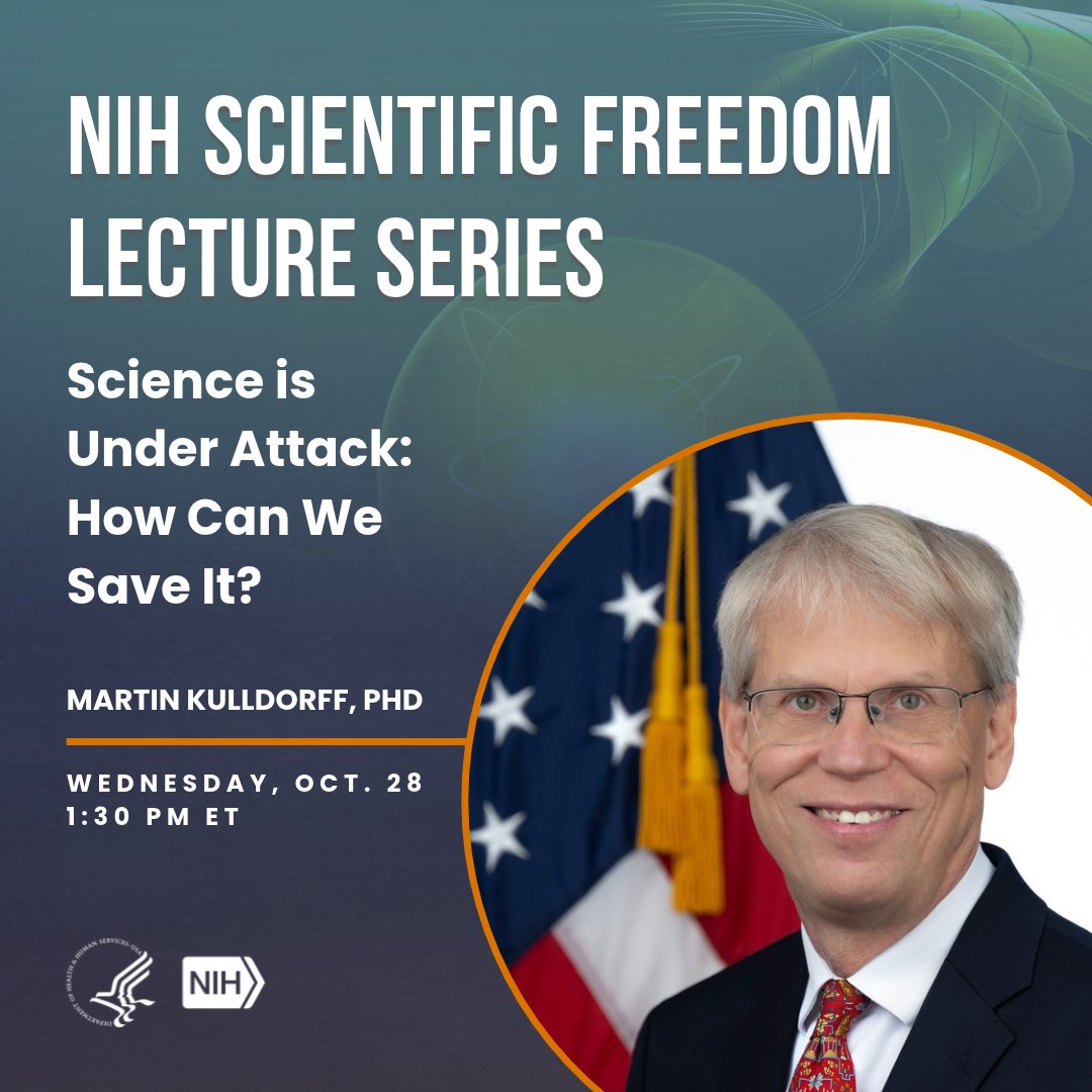 NIHDirector_Jay's tweet photo. 🧐What is the scientific community’s role toward restoring the public’s trust in health sciences research following the COVID-19 pandemic?

@HHSGov Chief Science and Data Officer Dr. Martin Kulldorff and I will examine this and other issues on Oct. 28 at 1:30pm ET, during the next NIH Scientific Freedom Lecture.

Webcast link in the replies.