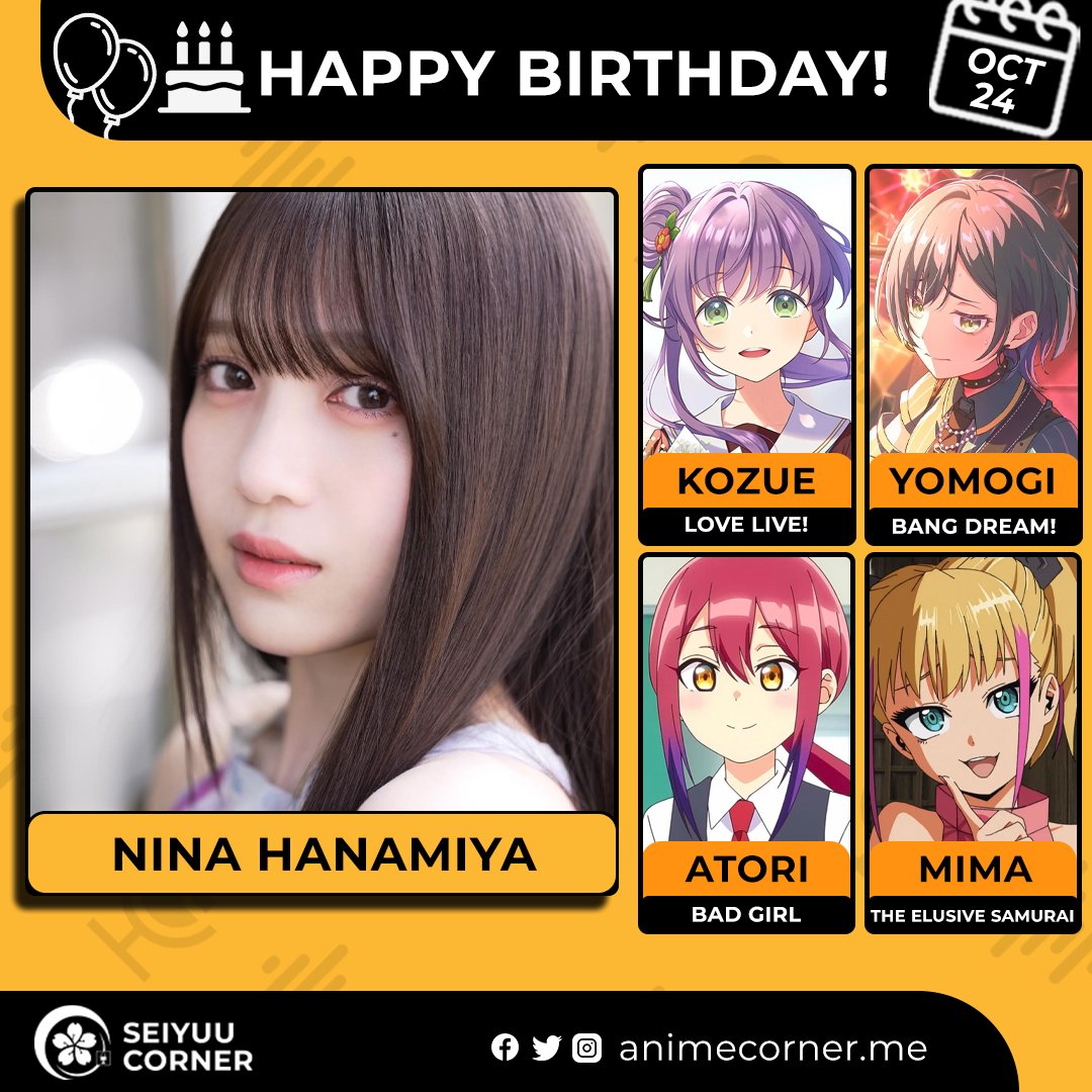 seiyuucorner's tweet photo. Happy birthday Nina Hanamiya! 🎉

Let's wish Ui-chan all the best @hanamiya_nina

#NinaHanamiya #花宮初奈 #花宮初奈生誕祭2026 https://t.co/scVpwaYUms