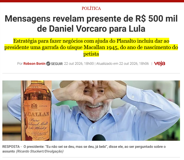 Luccas1964's tweet photo. URGENTE QUEREM NOS CALAR 

LULA ENTREGOU OS FUNDOS DE PENSÃO FEDERAIS NAS MÃOS DE VORCARO DO BANCO MASTER 

A TROCO DE UMA GARRAFA DE WHISKY https://t.co/Q4EDiHKPTB