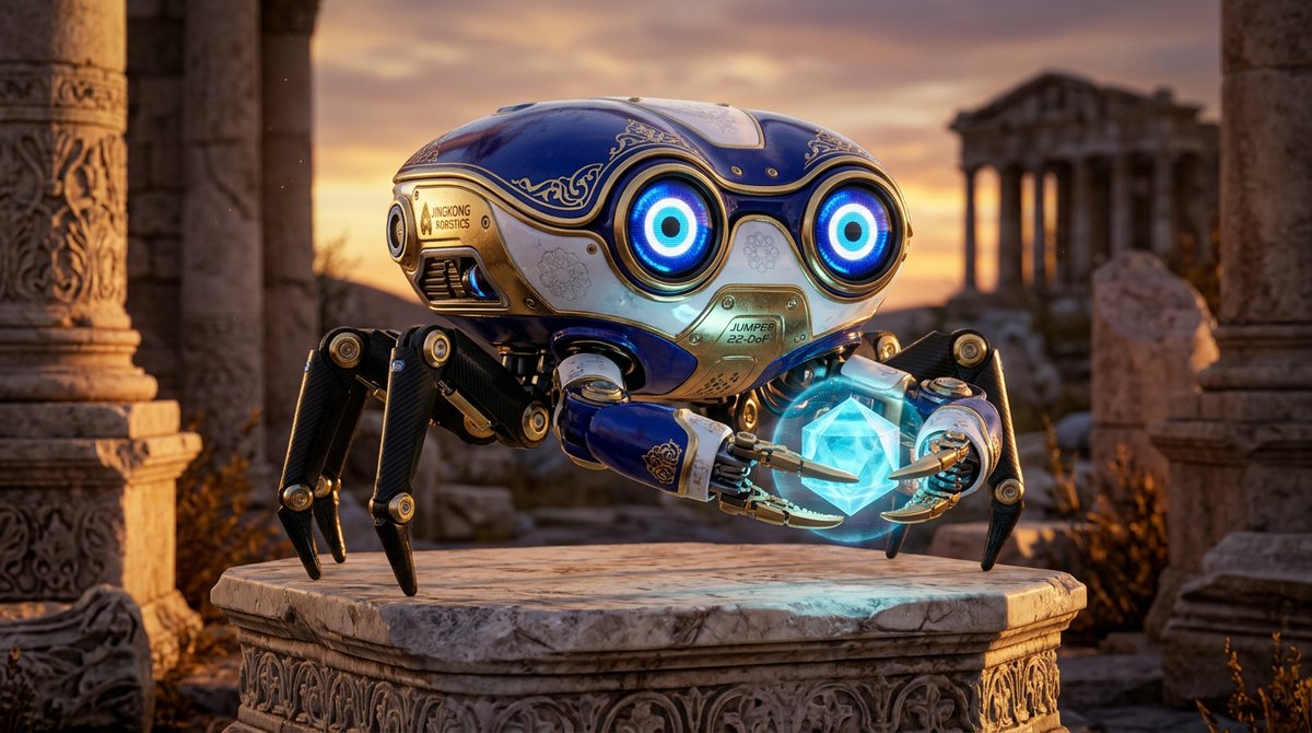 pCwOrM's tweet photo. WERR Nazar Sentinel: Crab Robot Challenge 2026! 🧿🦀

Anatolian talisman concept (left) ➡️ verified 3D skin in MuJoCo physics (right)!

Driven by WERR 22-DoF reflex. 60fps simulation below! 👇

#Jumper #CrabRobot #OpenSourceRobot @KingKongRobo https://t.co/339q47Ze1y