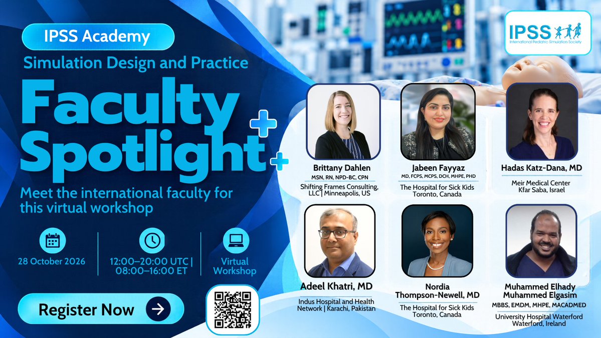 IPSSorg's tweet photo. 🌍 Meet the international faculty of IPSS Academy!

Learn simulation design, facilitation &amp; debriefing with educators from across the globe.

📅 28 October 2026 | Virtual
Register: https://t.co/Lw9DmcYByj

#IPSSAcademy #PediatricSimulation https://t.co/OUw9L4YD9N