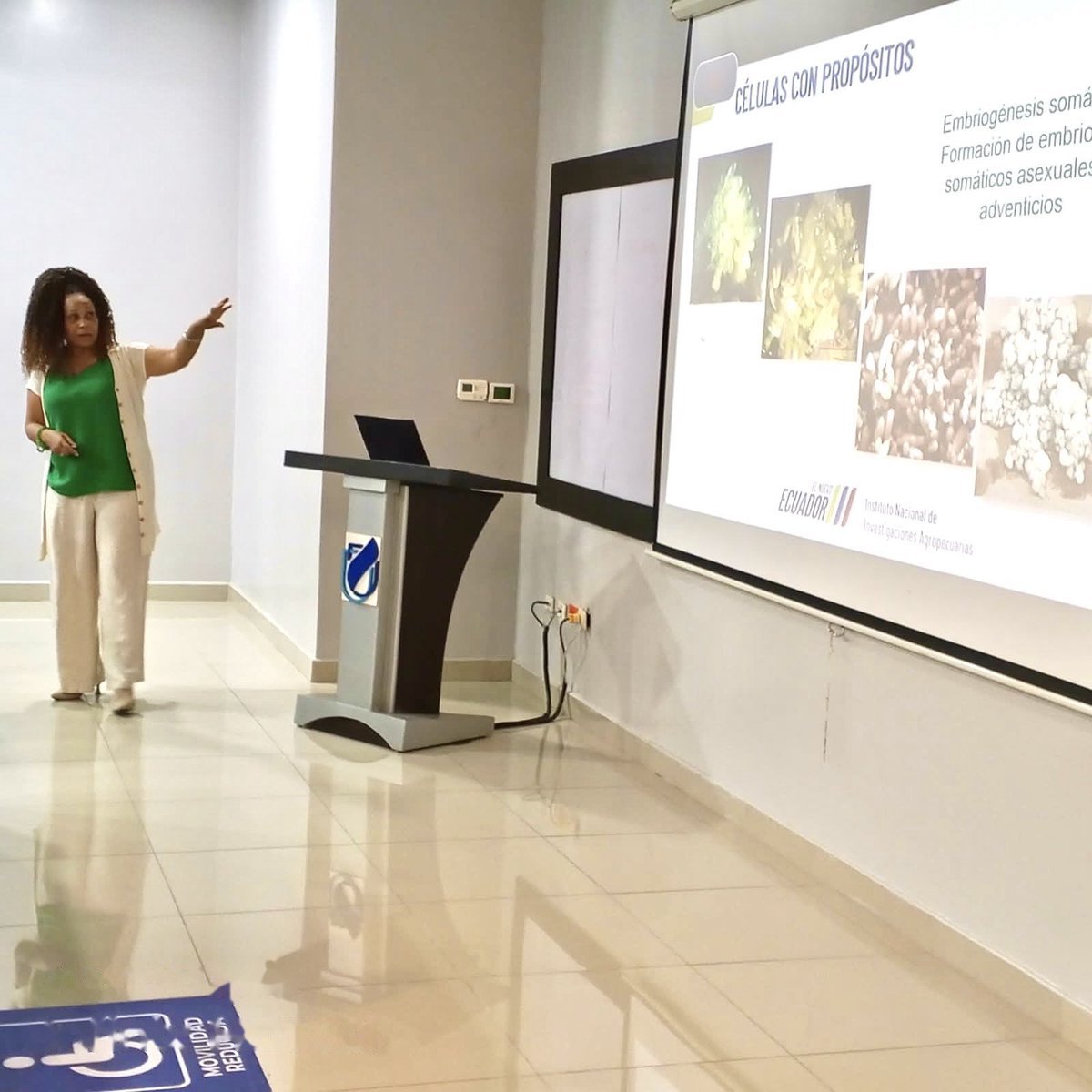 INIAPECUADOR's tweet photo. 📍#Guayas | Como parte del proyecto #FIASA de mejoramiento genético con herramientas biotecnológicas, investigadores del Laboratorio de Biotecnología de la Estación Experimental Litoral Sur dictaron una charla en @UnivEcotec sobre embriogénesis somática. https://t.co/U2oJNkePFy