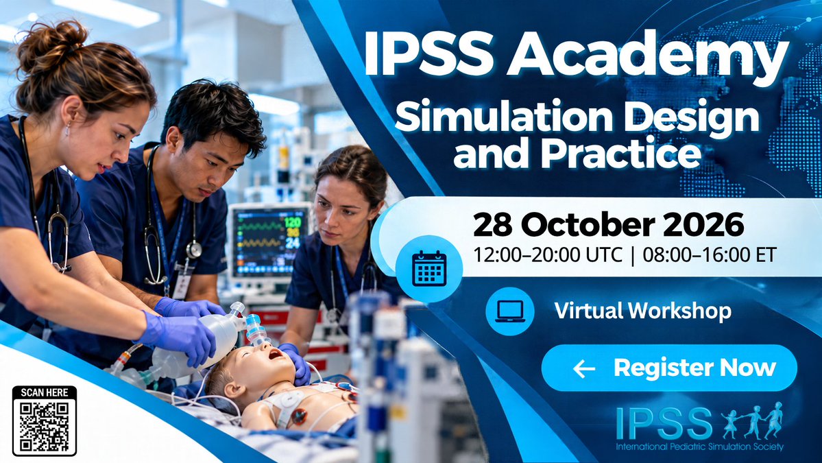 IPSSorg's tweet photo. Build your simulation education skills with IPSS Academy!

Join our virtual Simulation Design and Practice workshop on 28 October 2026.

Explore simulation fundamentals, scenario facilitation and debriefing.

Register: https://t.co/Lw9DmcY3IL

#IPSSAcademy #PediatricSimulation https://t.co/TsnA2FTn8H