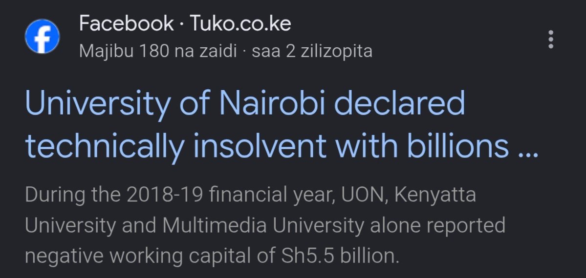 austin_tunoi's tweet photo. Don't lie. UoN was first declared bankrupt in 2019 but was bailed out by government.

Egerton and Multimedia also went to bankruptcy in 2021.

Infact total university debt in 2022 was ksh 62B. https://t.co/NF9gMSvky1