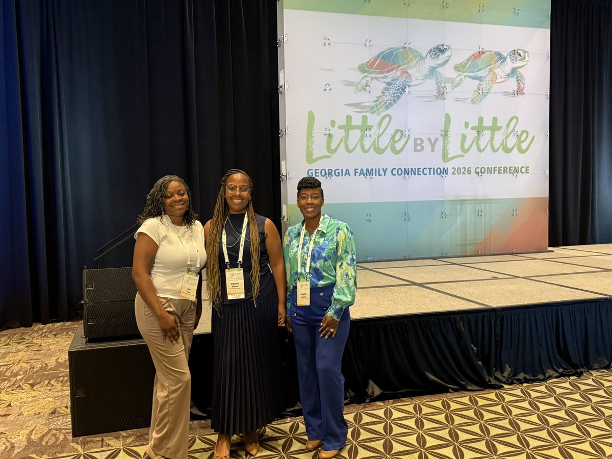 CommJacobs's tweet photo. DECAL is proud to be represented at the Georgia Family Connection Conference on Jekyll Island! 👏 Left to right: Lisa Pitts, South West Community Coordinator; Dajuana Robinson, Community Engagement and Partnerships Manager; and Tomisher Campbell, South East Community Coordinator. https://t.co/hGQC4TBWRQ