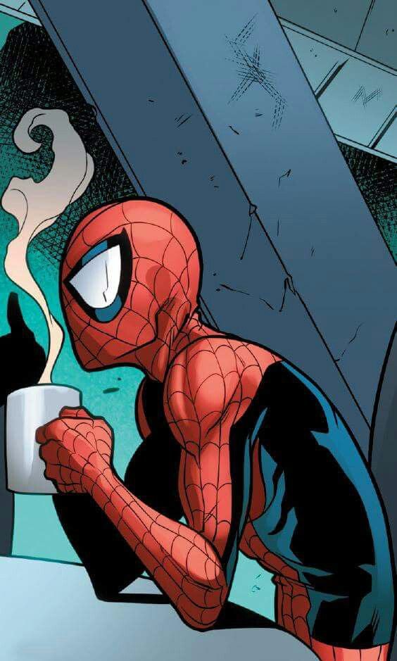 TheSpideyStud's tweet photo. "Fancy a brew??" Spidey says to the Reader. https://t.co/mg0u88hcNb