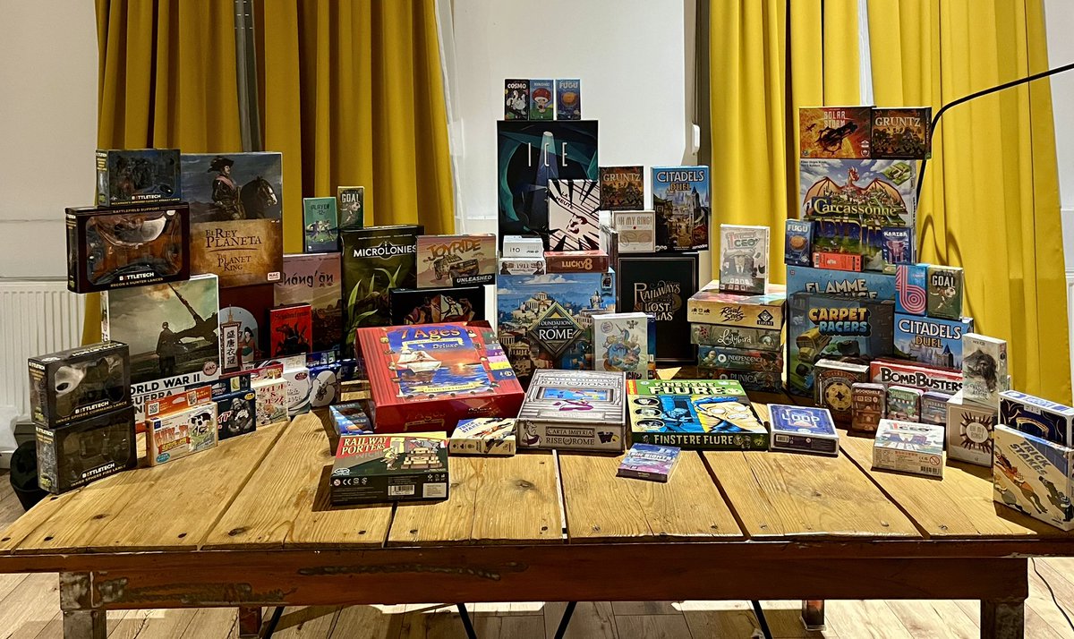 SvenFu's tweet photo. The annual loot shoot from #Spiel #Essen https://t.co/lavPv36GZ5