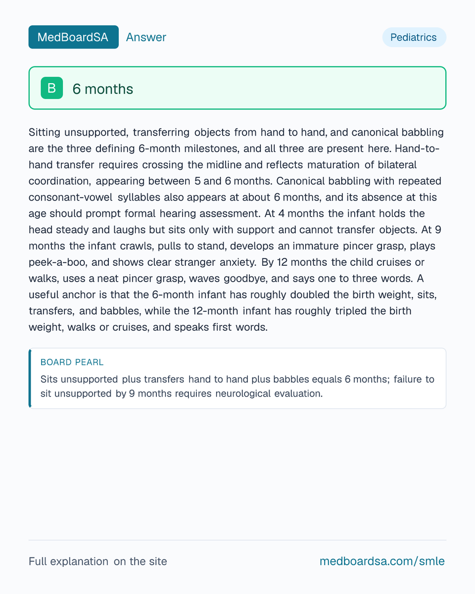 MedBoardSa's tweet photo. ✅ Here's the answer, with the reasoning.

Practise 2,700+ SMLE questions with explanations like this: https://t.co/U574LzWcdB https://t.co/MmrbqJPAvh