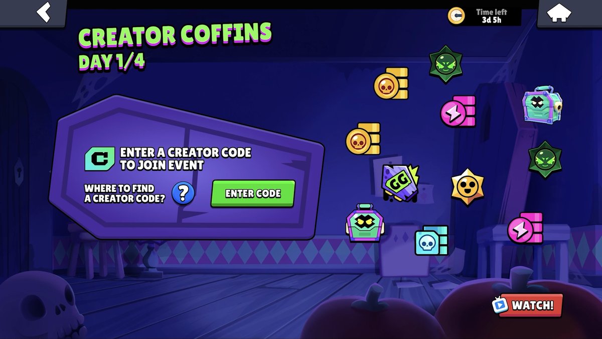 TheBrawlify's tweet photo. ⚰️ NEW CREATOR COFFINS EVENT ⚰️

📅 October 26th-29th
🆓 Free rewards
📌 Exclusive pin

Use Code: BRAWLIFY and complete daily tasks to help our community unlock every reward!
#CreatorCoffins https://t.co/gah4H8tzWv
