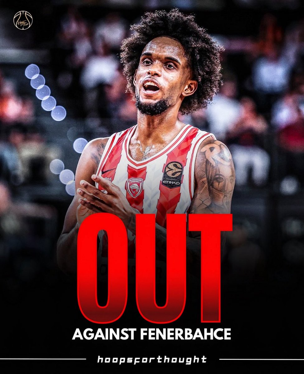 hoopsfthoughtgr's tweet photo. Jean Montero is officially ruled OUT of tonight’s game against Fenerbahçe🚨

#olympiacosbc #euroleague #fenerbahce #paobc https://t.co/N4OxH6b6we