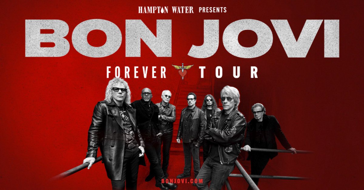 KNAC's tweet photo. BON JOVI ANNOUNCE 2027 STADIUM SHOWS AS PART OF THE FOREVER TOUR. Get all the tour news including dates and how to get tickets here https://t.co/hNrT3OC1Oy  #BonJovi #KNAC #PureRock @BonJovi https://t.co/Y7N275F4Bk