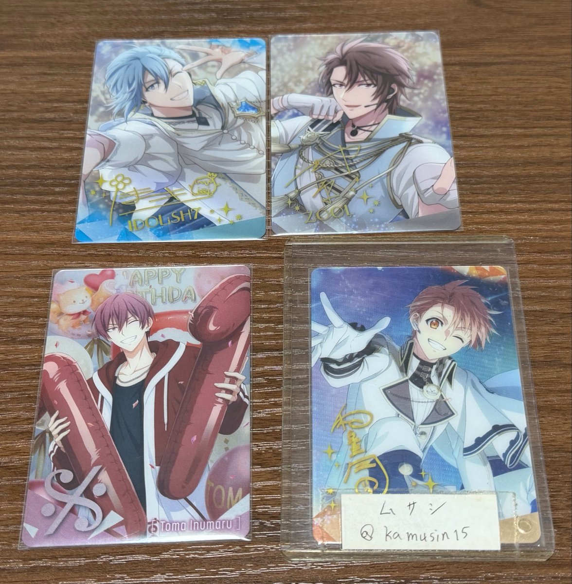 kamusin15's tweet photo. 【交換譲渡】アイナナ メタカ　ウエハース
譲:画像参照
求:三月(メタカ27 2種,ウエハースドラコレ>同異種)又は各100円(+送料)
24日池袋手渡し又は郵送
・1枚目は同種交換優先 https://t.co/EagrlcNXVb