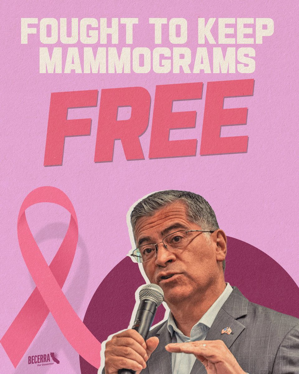 XavierBecerra's tweet photo. When a lawsuit threatened no-copay cancer screenings for millions, I defended them as HHS Secretary.

As Governor, I’ll continue to defend essential preventative care for Californians. https://t.co/JJeXxDz6FN