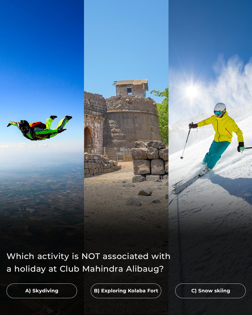 clubmahindra's tweet photo. #ContestAlert | Day 11: #HappyGetaways with #ClubMahindra

Answer today’s question and stand a chance to win ₹500 Amazon vouchers.

How to enter:
* Comment with #HappyGetaways and #ClubMahindra
* Follow @clubmahindra
* Tag @clubmahindra and 4 friends
* Participate across all 15 posts