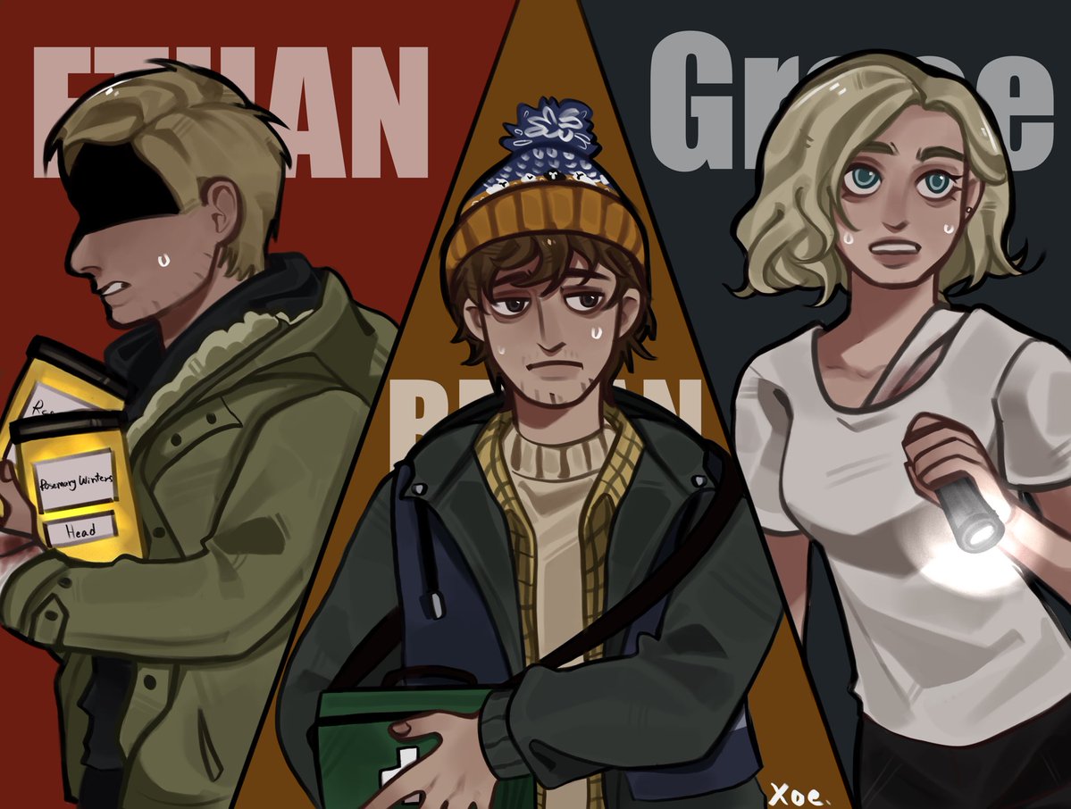sama_zoey's tweet photo. I love this gang #ethanwinters #bryanhodukavich #GraceAshcroft #ResidentEvil #FYP https://t.co/bdvBEGRpyw