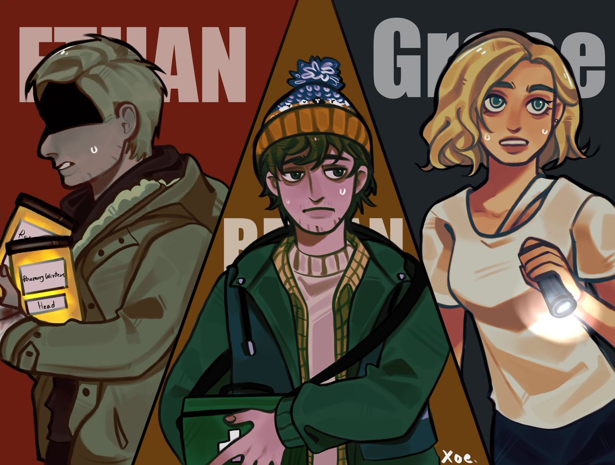 sama_zoey's tweet photo. I love this gang #ethanwinters #bryanhodukavich #GraceAshcroft #ResidentEvil #FYP https://t.co/bdvBEGRpyw
