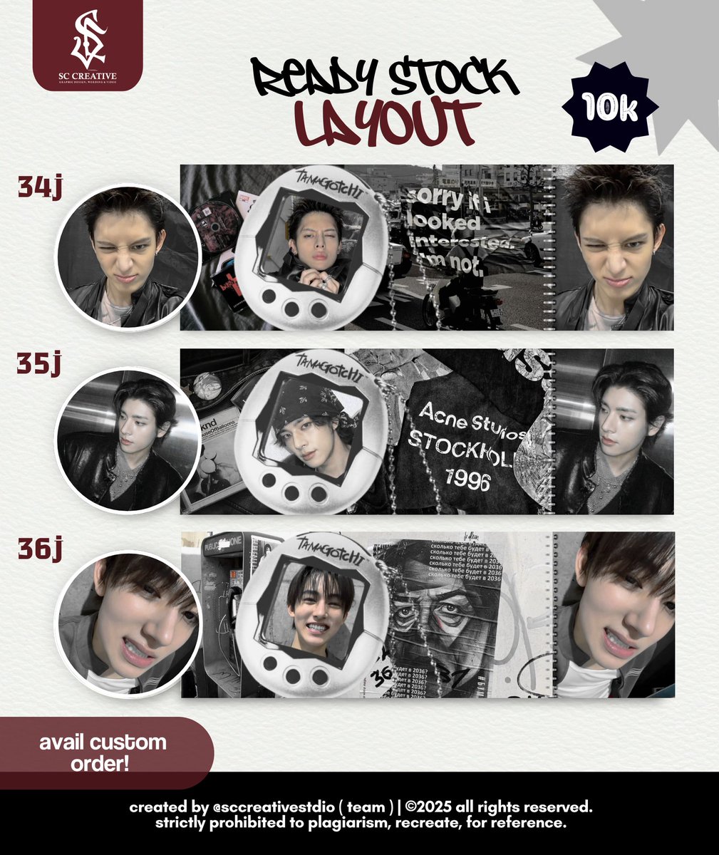 SCCREATIVEarts's tweet photo. Help rt? thank you
New drop: ready stock layouts of SUNGCHAN, JAMES, KEONHO, JAKE &amp; SEONGHYEON, CORTIS, RIIZE, ENHYPEN are now available.
Claim yours on wa @sccreativestdio 

#zonauang #zonaba https://t.co/Ba0fvf3L8O
