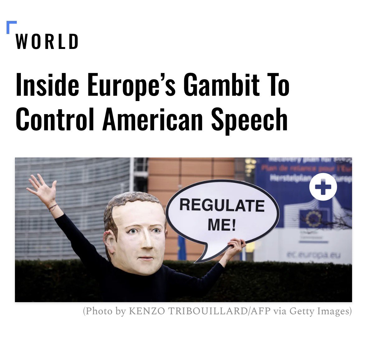 ADFIntl's tweet photo. Make no mistake: Europe is exporting its censorship regime to the rest of the world.

From Europe, to America, to anywhere else where online platforms operate, 
laws such as the Digital Services Act (DSA) threaten free speech and incentivize censorship. 

👇 NEW from @DailyCaller: