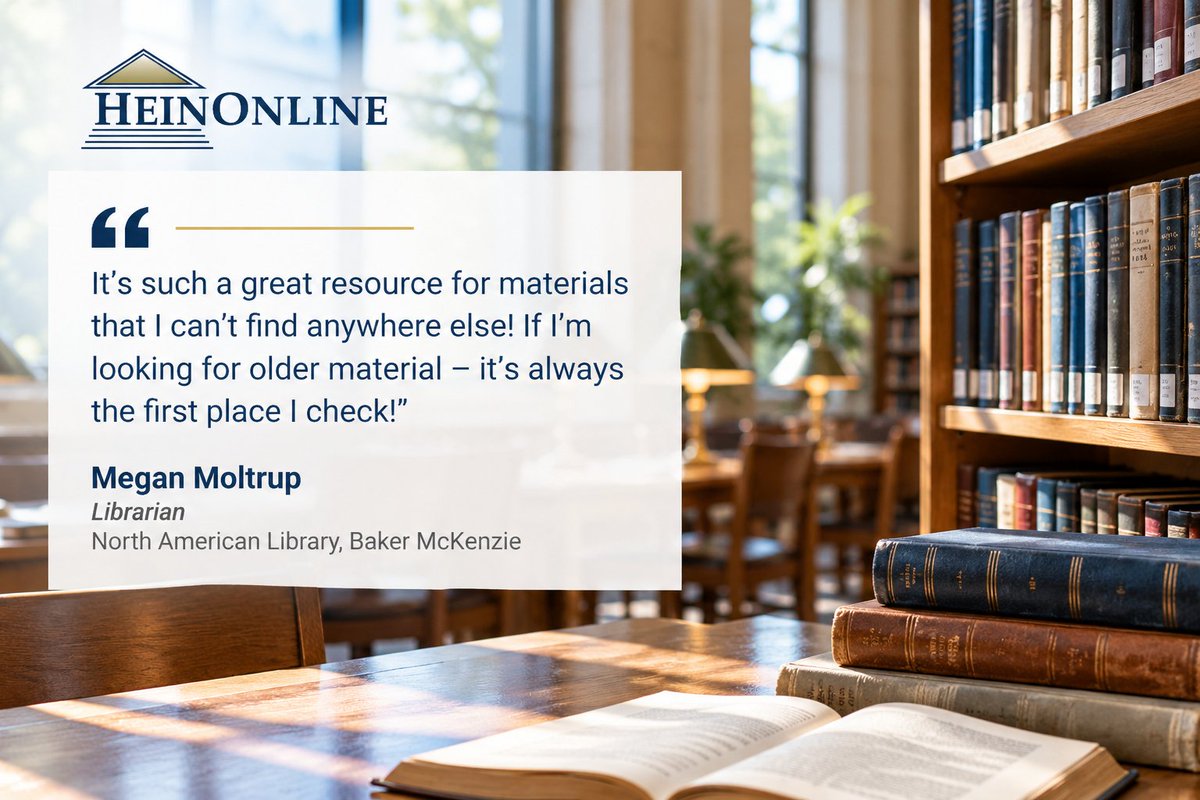 HeinOnline's tweet photo. There's nothing better than hearing how HeinOnline makes a difference in someone's research!

#HeinOnline #Librarians https://t.co/xV3CRzyULY