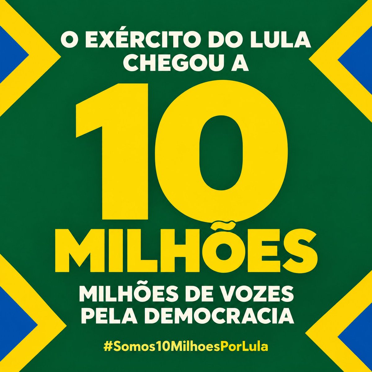 RAFAEL020282's tweet photo. 🇧🇷 O Exército do Lula chegou a 10 milhões! Somos milhões de vozes em defesa da democracia, do respeito e de um Brasil com oportunidades para todos. Nas ruas e nas redes, seguimos juntos! 💚💛

#Somos10MilhoesPorLula https://t.co/npUs8Wwc5u