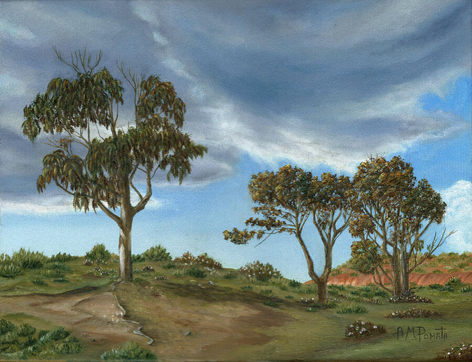 ampomata's tweet photo. This is my painting, "Stormy Eucalyptus". https://t.co/oK91ki3m58