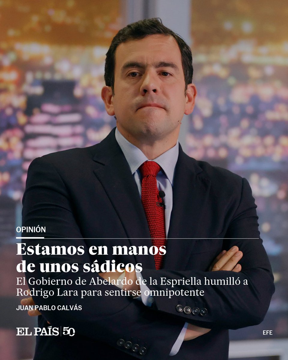 ElPaisAmericaCo's tweet photo. Opinión | "El despido de Lara con una llamada telefónica, mientras este estaba trabajando, rodeado por los congresistas que vienen a ser sus pares en términos profesionales, es una vergüenza para el Gobierno de Abelardo de la Espriella que, con ese acto, que pareciera de mero trámite, termina por evidenciar de manera incuestionable lo que ya muchos temían: estamos en manos de unos sádicos". Por @JuanPabloCalvas  https://t.co/qeurFpD9Kq