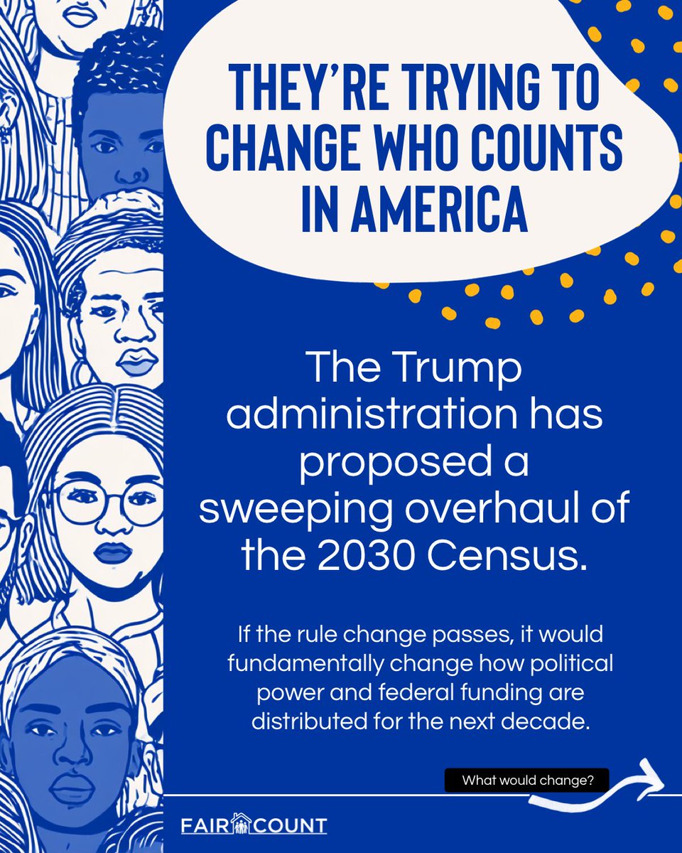 faircount's tweet photo. The U.S. Commerce Department is planning to rewrite the rules of the 2030 Census to rig political representation and defund our communities.

Public comments are being accepted until Mon, 11/2 at 11:59pm ET. 

Submissions: https://t.co/D2uYnSwPrW. #Census2030 #ProtectTheCount https://t.co/VRfy8BLOty