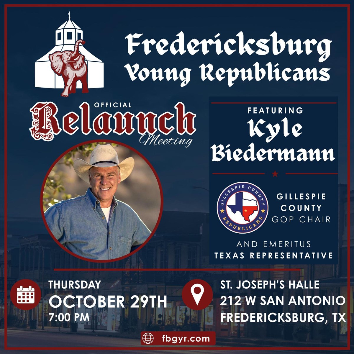 FBGYRs's tweet photo. 🚨 BREAKING: FBGYR is BACK!

Join us next Thursday with Gillespie GOP Chair @KyleBiedermann to learn how Young Republicans can get involved with the local party and make a difference in the midterm elections! 

Food and refreshments will be provided. See you there! 🇺🇸 https://t.co/2lzAk3Z6dA