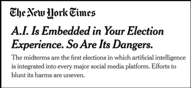 A cropped newspaper article header on a white background, with a publication masthead, a large bold headline, and a smaller subheadline beneath it.