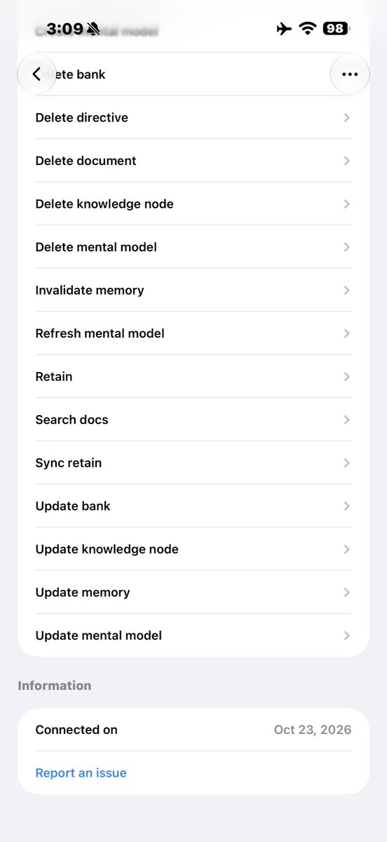 StevenMathern's tweet photo. chatGPT work was able to create a custom plug-in for ChatGPT mobile to connect to the hindsight memory system @Vectorizeio  as you can see in the screenshots and we have confirmed that it is functional. This was orchestrated by the dot agent running two different chats said it's sol high. It is now assisting Claude in connecting to the shared memory bank while I just talk on my phone, only occasionally clicking a confirmation on the Mac.