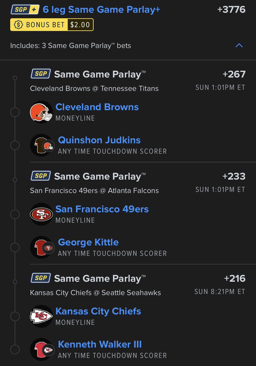 BettingShell's tweet photo. Sunday TDs and Ws https://t.co/StAhjmJegY